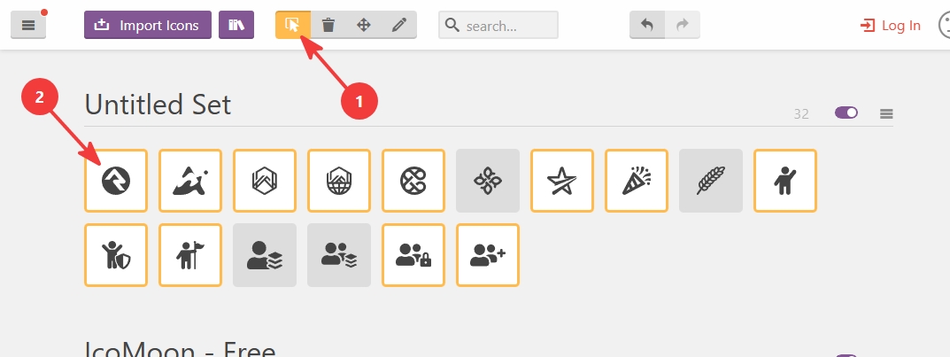 Select icons