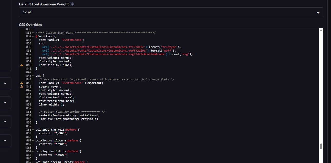 Rock Theme CSS Overrides field
